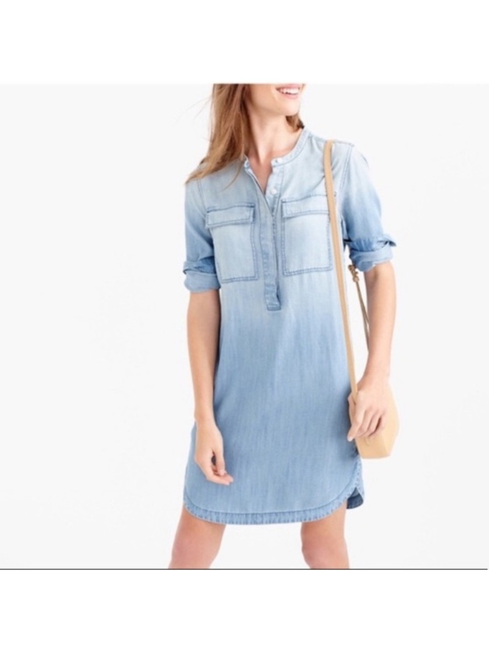 J. Crew Factory Light Blue Chambray Dress